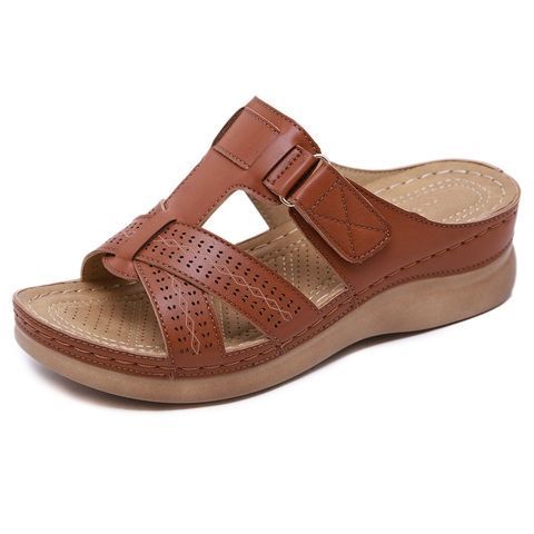 Slippers women wear thick-soled sandals really soft leather non-slip soft-soled shoes large size sho