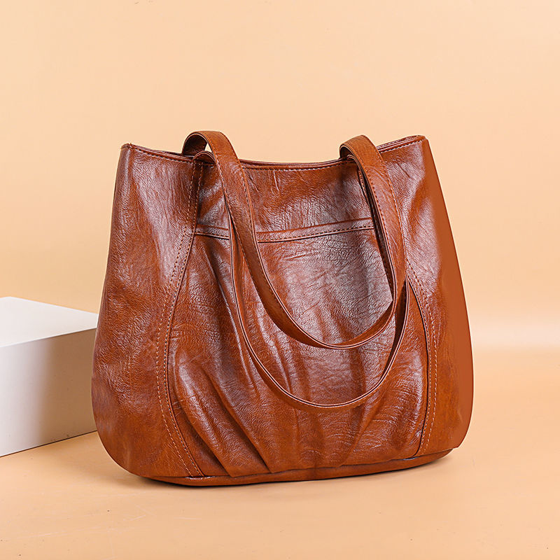New fashion large-capacity bag, all-match ladies one-shoulder handbag, simple solid color tote big b
