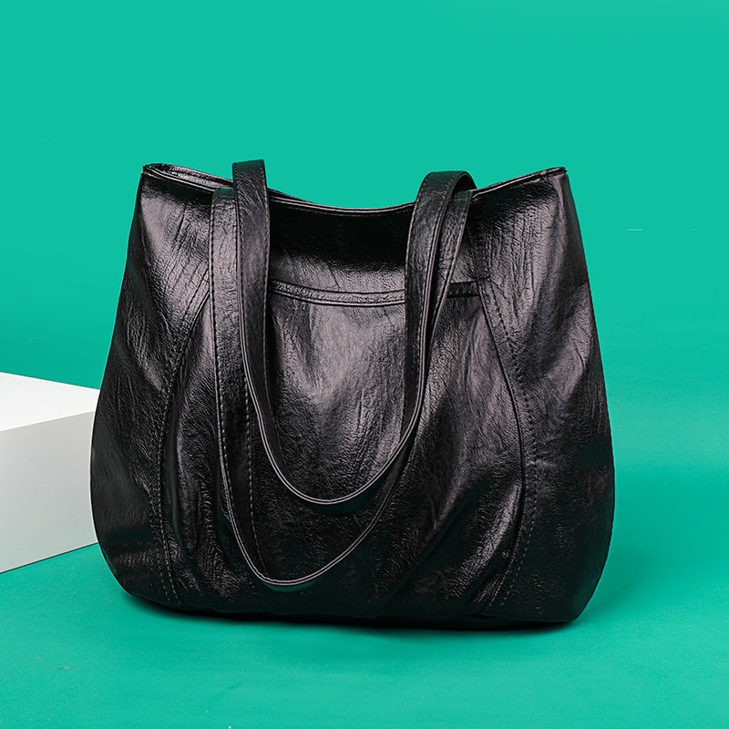New fashion large-capacity bag, all-match ladies one-shoulder handbag, simple solid color tote big b