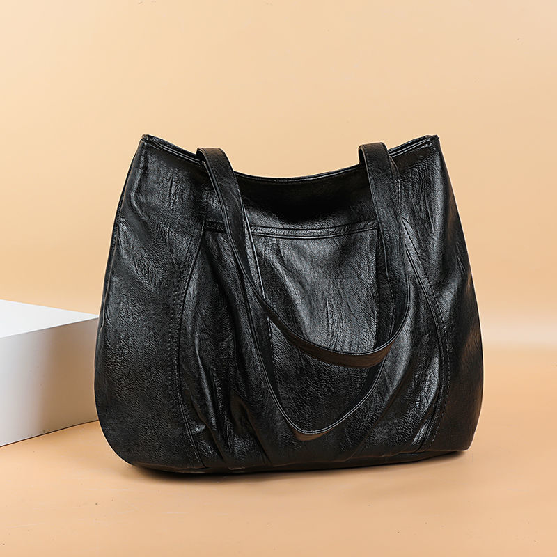 New fashion large-capacity bag, all-match ladies one-shoulder handbag, simple solid color tote big b