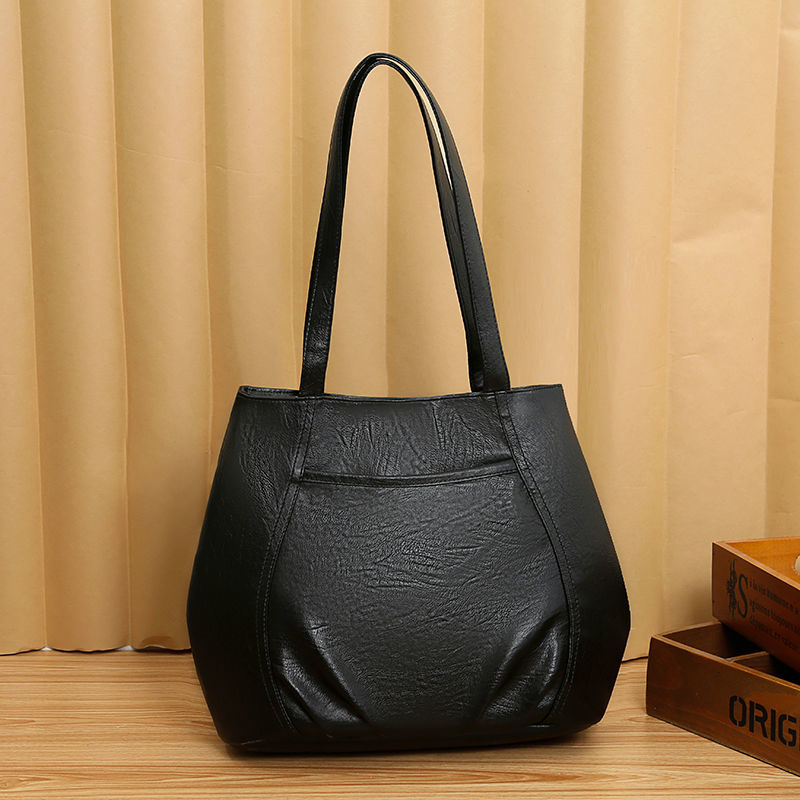 New fashion large-capacity bag, all-match ladies one-shoulder handbag, simple solid color tote big b