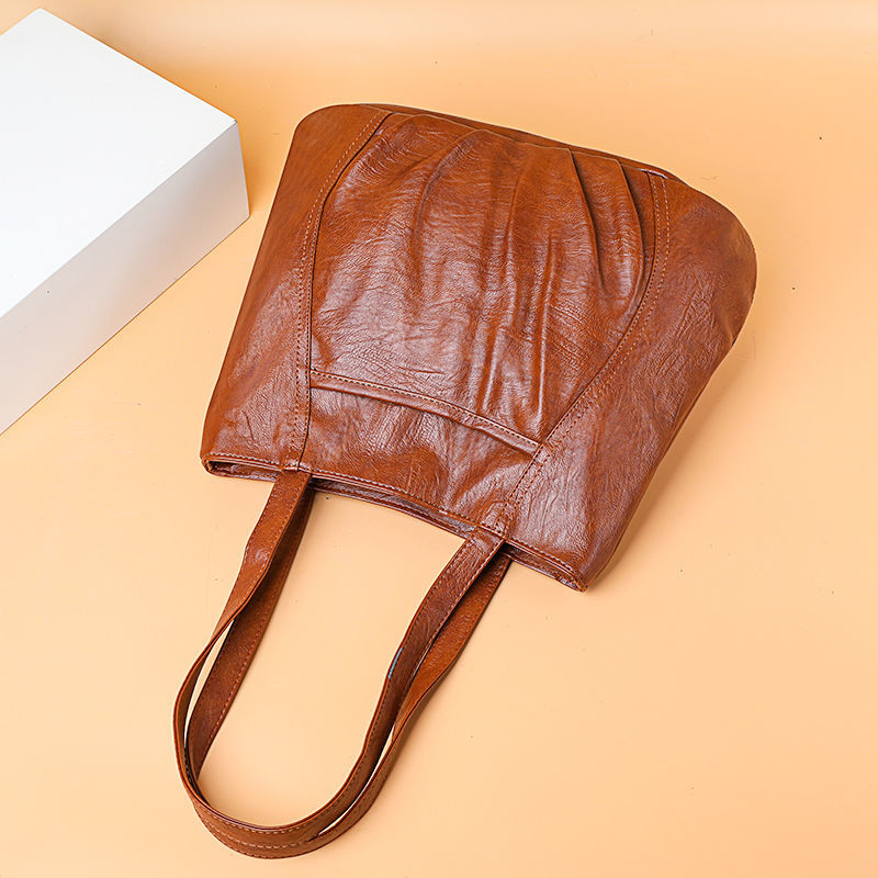 New fashion large-capacity bag, all-match ladies one-shoulder handbag, simple solid color tote big b