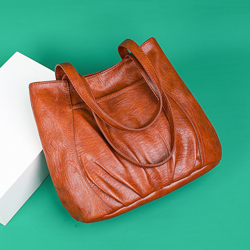 New fashion large-capacity bag, all-match ladies one-shoulder handbag, simple solid color tote big b