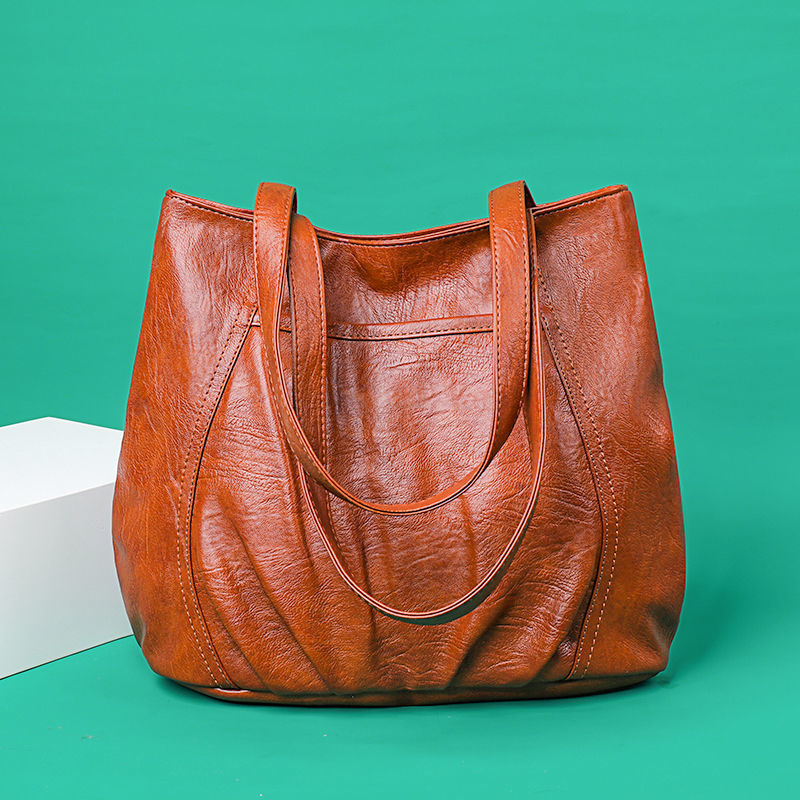 New fashion large-capacity bag, all-match ladies one-shoulder handbag, simple solid color tote big b