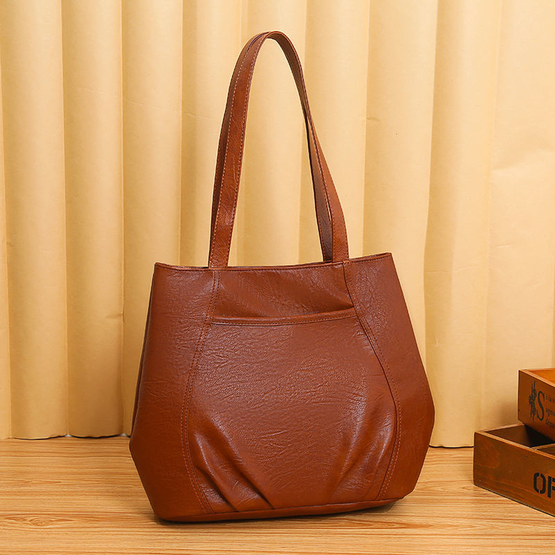 New fashion large-capacity bag, all-match ladies one-shoulder handbag, simple solid color tote big b