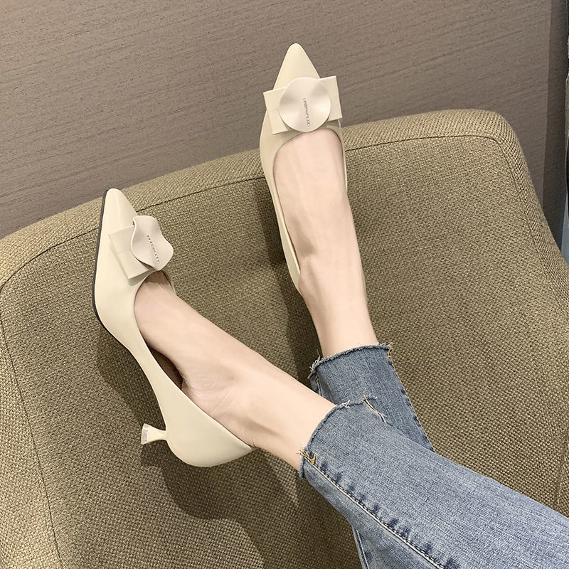 All-match low-heeled low-heeled shoes stiletto soft leather low-heeled high heels 3cm