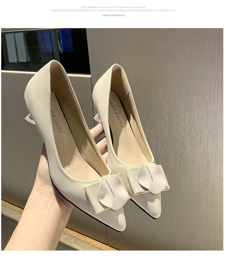 All-match low-heeled low-heeled shoes stiletto soft leather low-heeled high heels 3cm