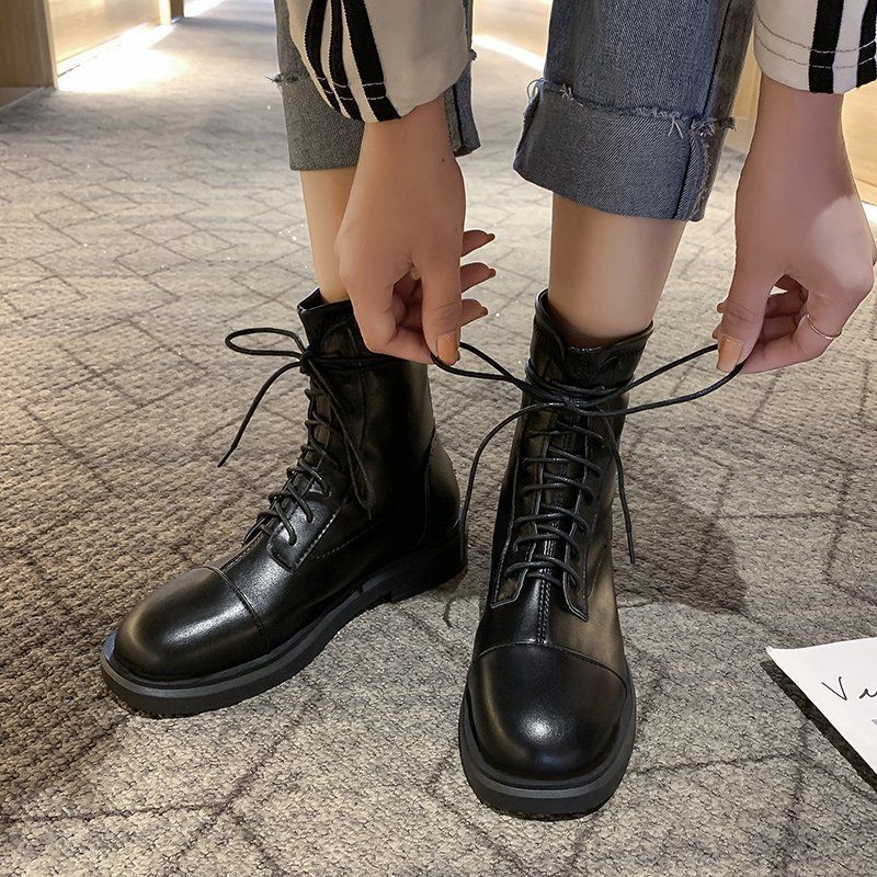 2021 New Year Gift Martin Boots Women's Thick-soled British Style Short Boots Single Boot Motorcycle