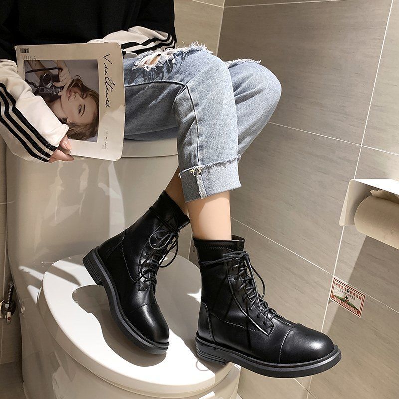 2021 New Year Gift Martin Boots Women's Thick-soled British Style Short Boots Single Boot Motorcycle