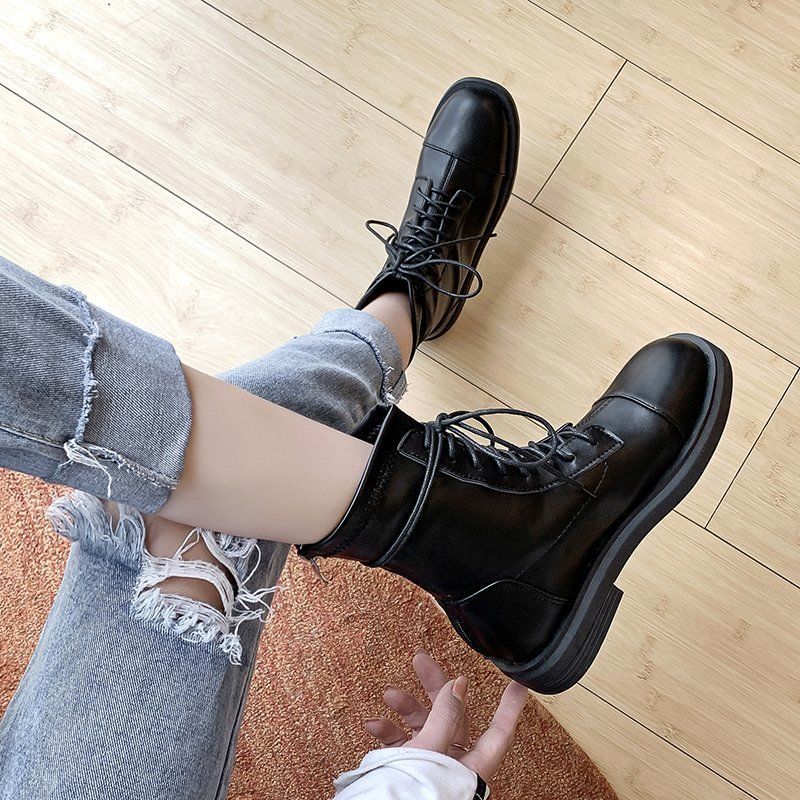 2021 New Year Gift Martin Boots Women's Thick-soled British Style Short Boots Single Boot Motorcycle