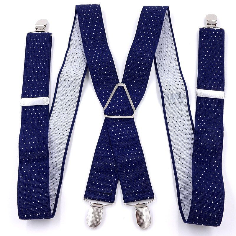 3Men's suspenders X-shaped four-clip trousers suspenders for fat men 4 clips of strong elastic suspe
