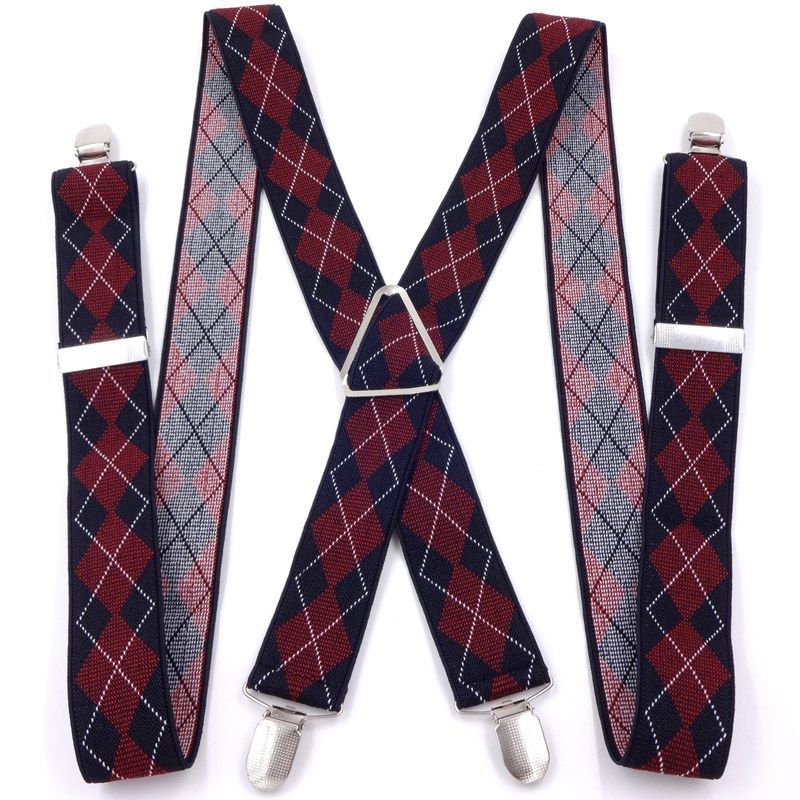 3Men's suspenders X-shaped four-clip trousers suspenders for fat men 4 clips of strong elastic suspe