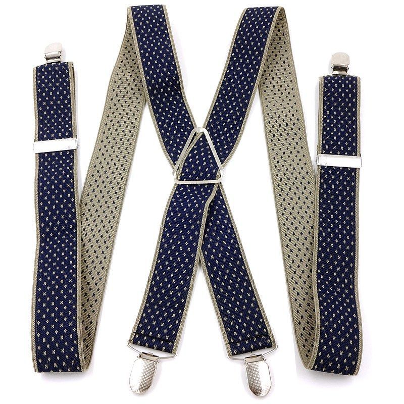 3Men's suspenders X-shaped four-clip trousers suspenders for fat men 4 clips of strong elastic suspe