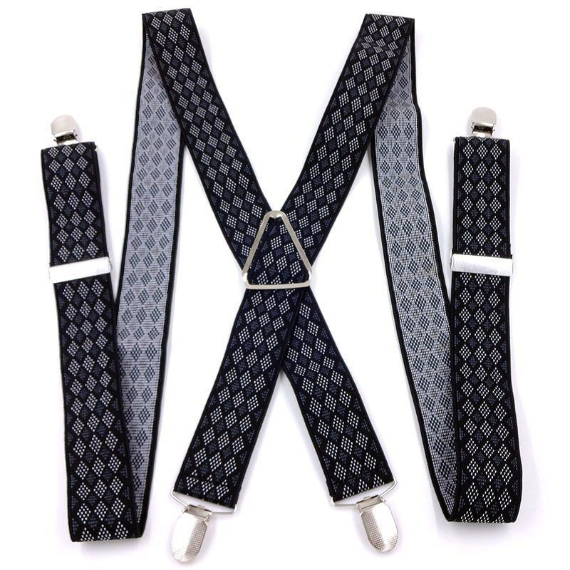3Men's suspenders X-shaped four-clip trousers suspenders for fat men 4 clips of strong elastic suspe