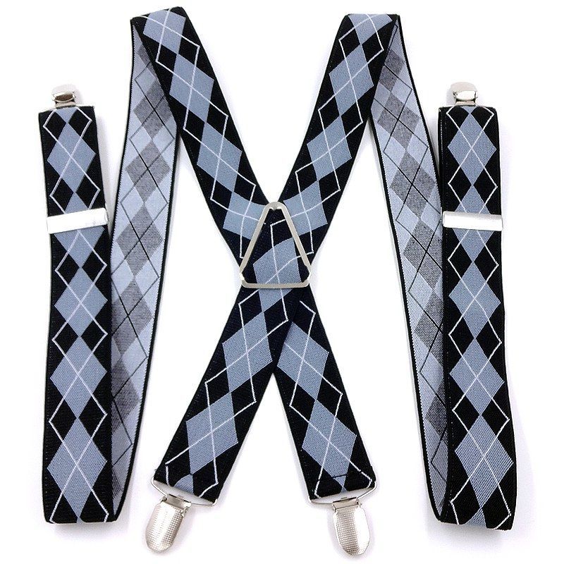 3Men's suspenders X-shaped four-clip trousers suspenders for fat men 4 clips of strong elastic suspe