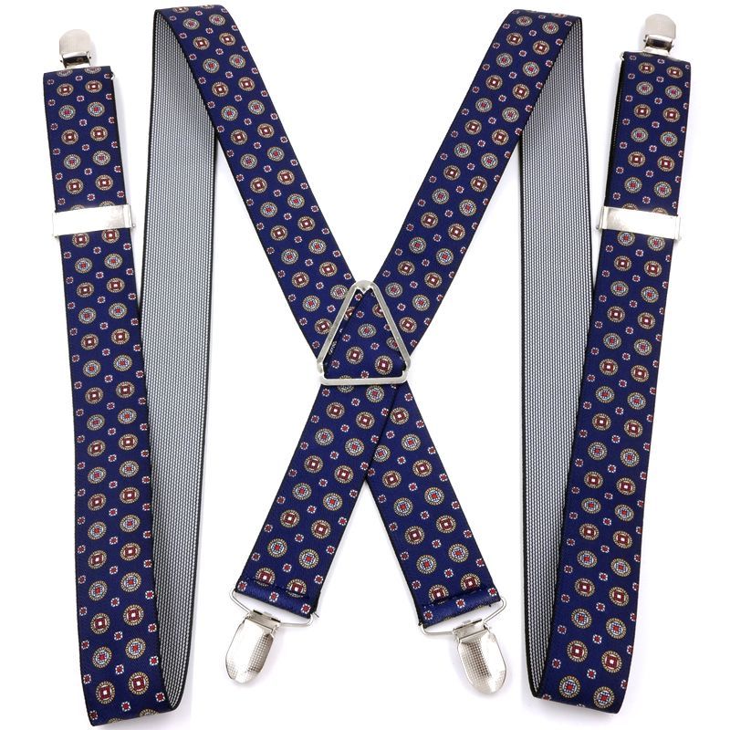 3Men's suspenders X-shaped four-clip trousers suspenders for fat men 4 clips of strong elastic suspe