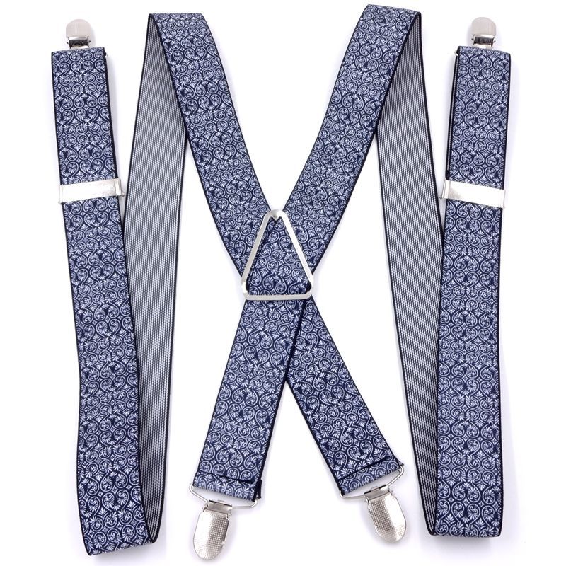 3Men's suspenders X-shaped four-clip trousers suspenders for fat men 4 clips of strong elastic suspe
