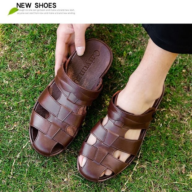New Baotou sandals men's soft non-slip casual hole Korean beach shoes sandals and slippers for men