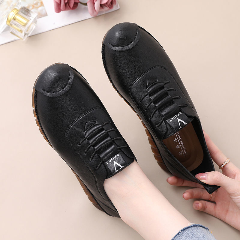 Soft sole women's comfortable single shoes flat-soled non-slip women's shoes casual leather shoes