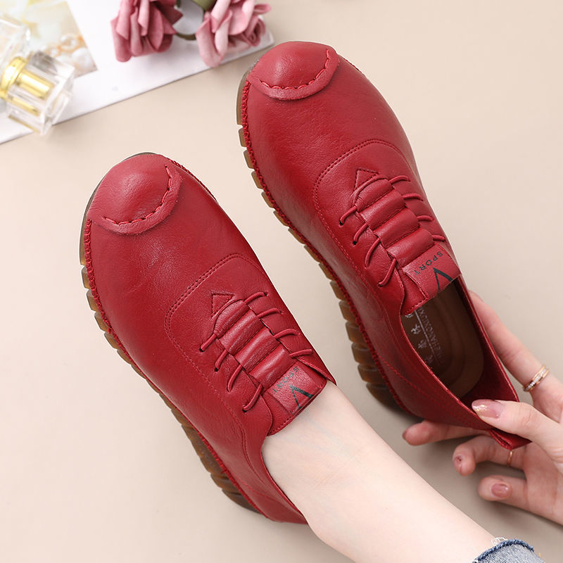 Soft sole women's comfortable single shoes flat-soled non-slip women's shoes casual leather shoes