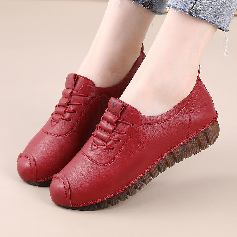 Soft sole women's comfortable single shoes flat-soled non-slip women's shoes casual leather shoes