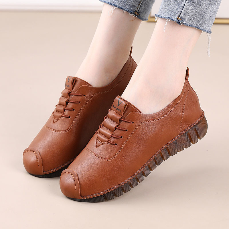 Soft sole women's comfortable single shoes flat-soled non-slip women's shoes casual leather shoes