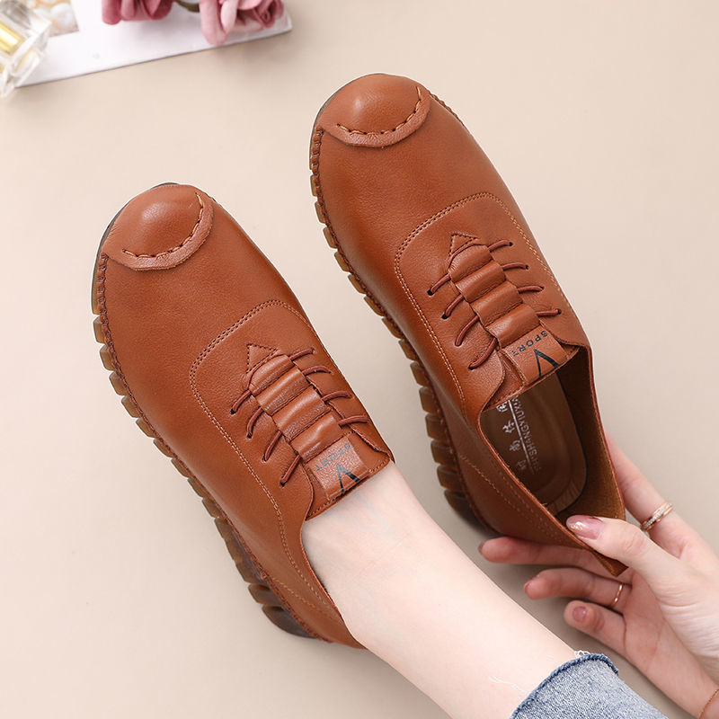 Soft sole women's comfortable single shoes flat-soled non-slip women's shoes casual leather shoes