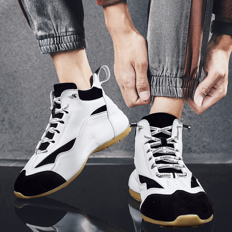 Colorful pearlescent shoes, thick-soled, increased-covered, one-piece men's shoes, high-top trendy s