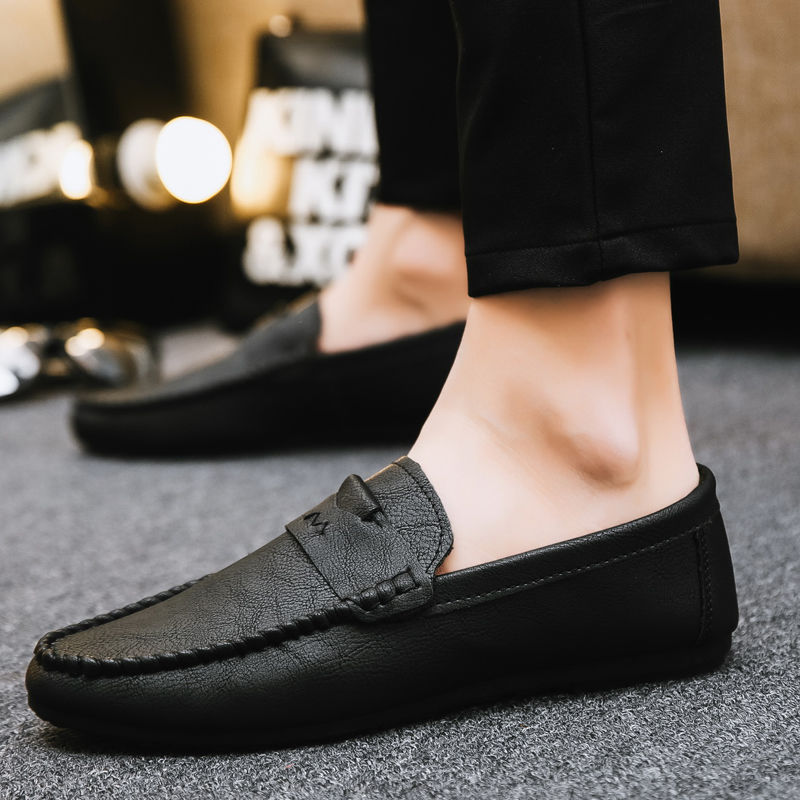 Peas shoes men's all-match low-top leather shoes casual men's shoes lazy peas shoes