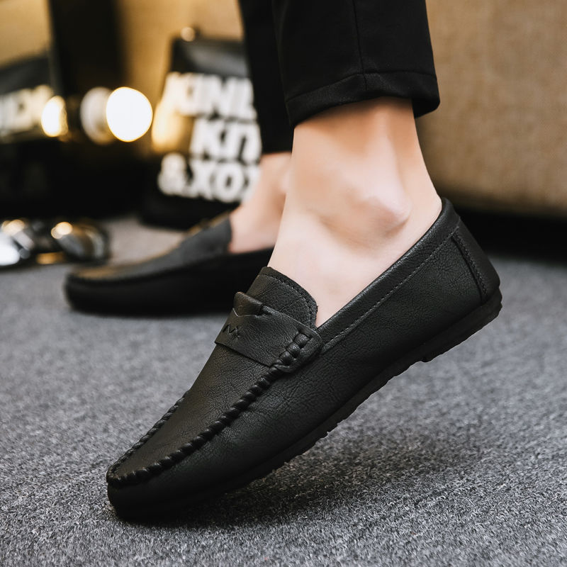 Peas shoes men's all-match low-top leather shoes casual men's shoes lazy peas shoes