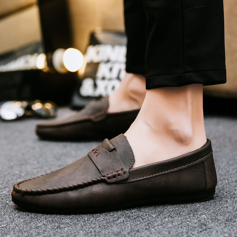 Peas shoes men's all-match low-top leather shoes casual men's shoes lazy peas shoes