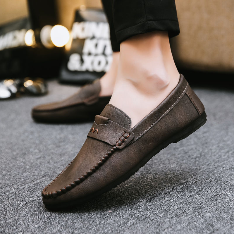 Peas shoes men's all-match low-top leather shoes casual men's shoes lazy peas shoes
