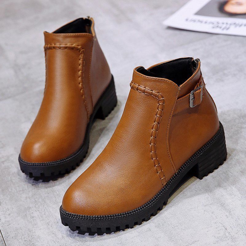 Women's Shoes  Boots  Ankle & Bootie Large size women's shoes, short boots, thick-heeled mid-high-heeled fashion all-match thin boots