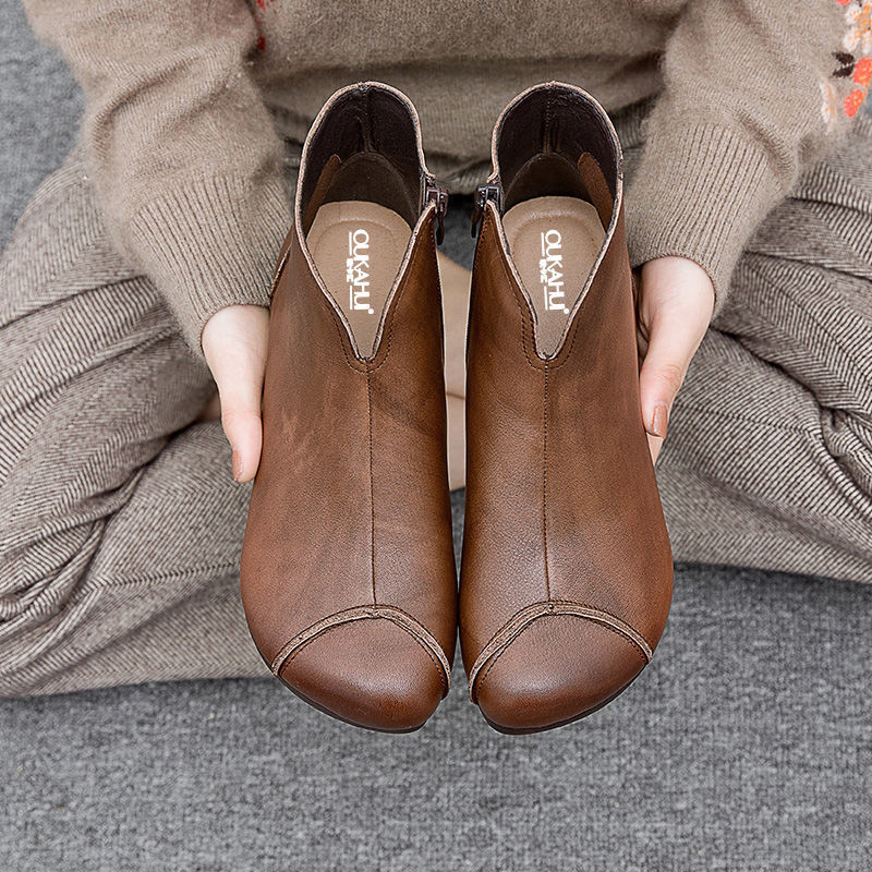 Large size women's shoes boots retro short boots women handmade Martin boots single shoes