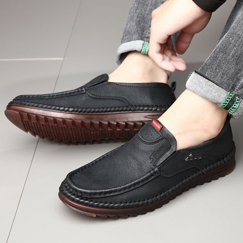 Men's Shoes > Flats > Loafers Leather shoes men&apos;s new peas shoes leather breathable soft sole casual men&apos;s shoes