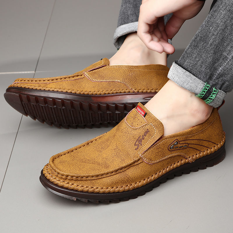 Men's Shoes > Flats > Loafers Leather shoes men&apos;s new peas shoes leather breathable soft sole casual men&apos;s shoes