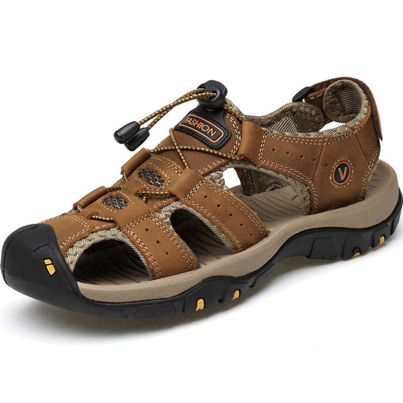 Sandals men&apos;s outdoor sports leather toe cap casual shoes slippers breathable men&apos;s beach shoes