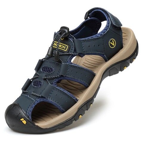 Sandals men&apos;s outdoor sports leather toe cap casual shoes slippers breathable men&apos;s beach shoes