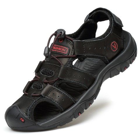 Sandals men&apos;s outdoor sports leather toe cap casual shoes slippers breathable men&apos;s beach shoes