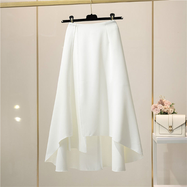 Irregular split skirt women's summer new high-waisted slim A-line skirt mid-length skirt simple drape and big swing umbrella skirt