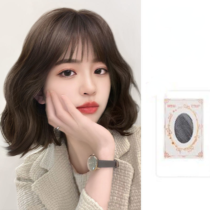 Wig female short hair fashion new curly hair wool curl simulation real hair full head set net red wig set