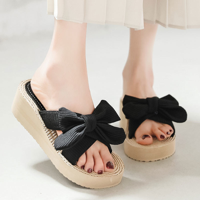 Beach sandals for women to wear out in summer fashionable and versatile bowknot ins fashion 2021 new Korean summer