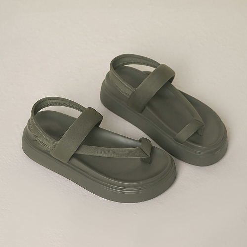 Thick soled sandals women's summer 2022 new fashion clip toe height versatile casual sports Roman shoes