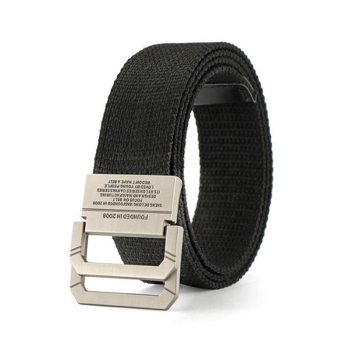 Canvas belt men's belt double loop buckle pants belt versatile casual