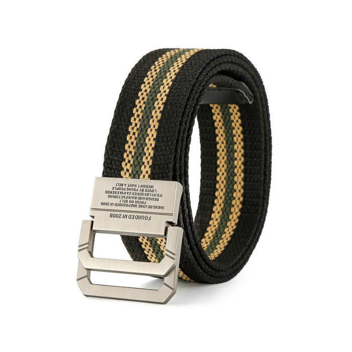 Canvas belt men's belt double loop buckle pants belt versatile casual
