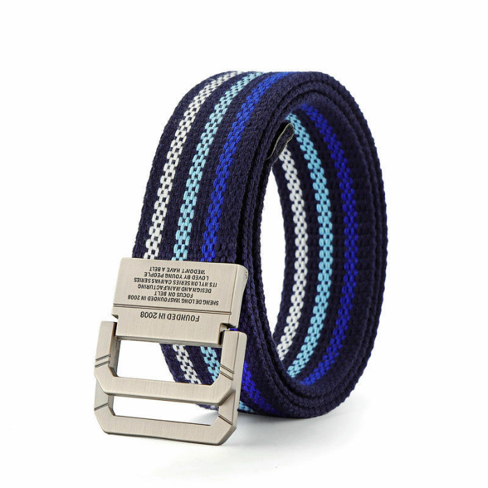 Canvas belt men's belt double loop buckle pants belt versatile casual