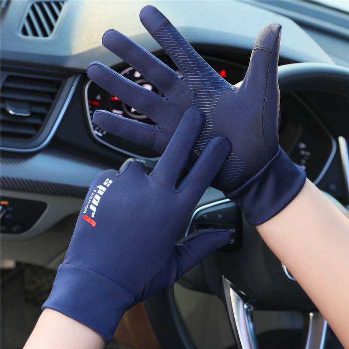 Riding Gloves men's summer thin anti slip dew two and a half fingers driving outdoor fishing ice silk sunscreen gloves women