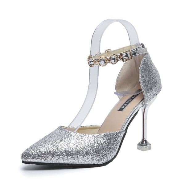 Wedding shoes Princess wedding dress shoes women's stiletto crystal shoes buckle beaded sequins shoes