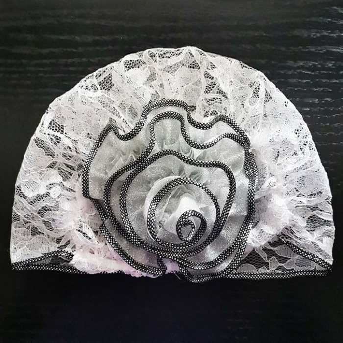 Summer new headband hat retro hollowed out lace exotic big flower Baotou hat thin headgear women's hat