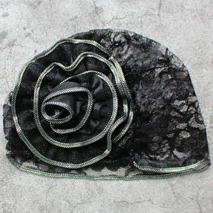 Summer new headband hat retro hollowed out lace exotic big flower Baotou hat thin headgear women's hat